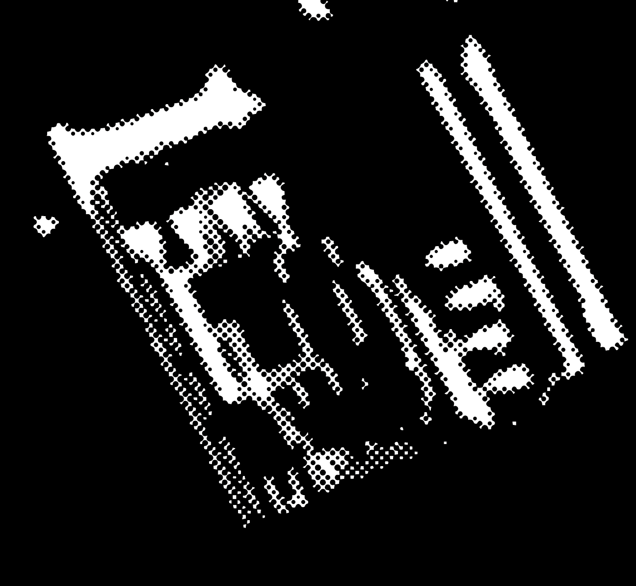 Blurred photonic chip pattern in light and dark dots